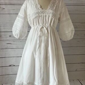 Anthropologie White Lace Midi Dress